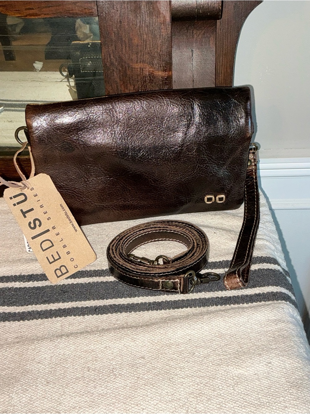 NWT Bed Stu Cadence Wallet Wristlet Crossbody Bag Teak Tiesta Di Moro Rustic 179 - Picture 1 of 14